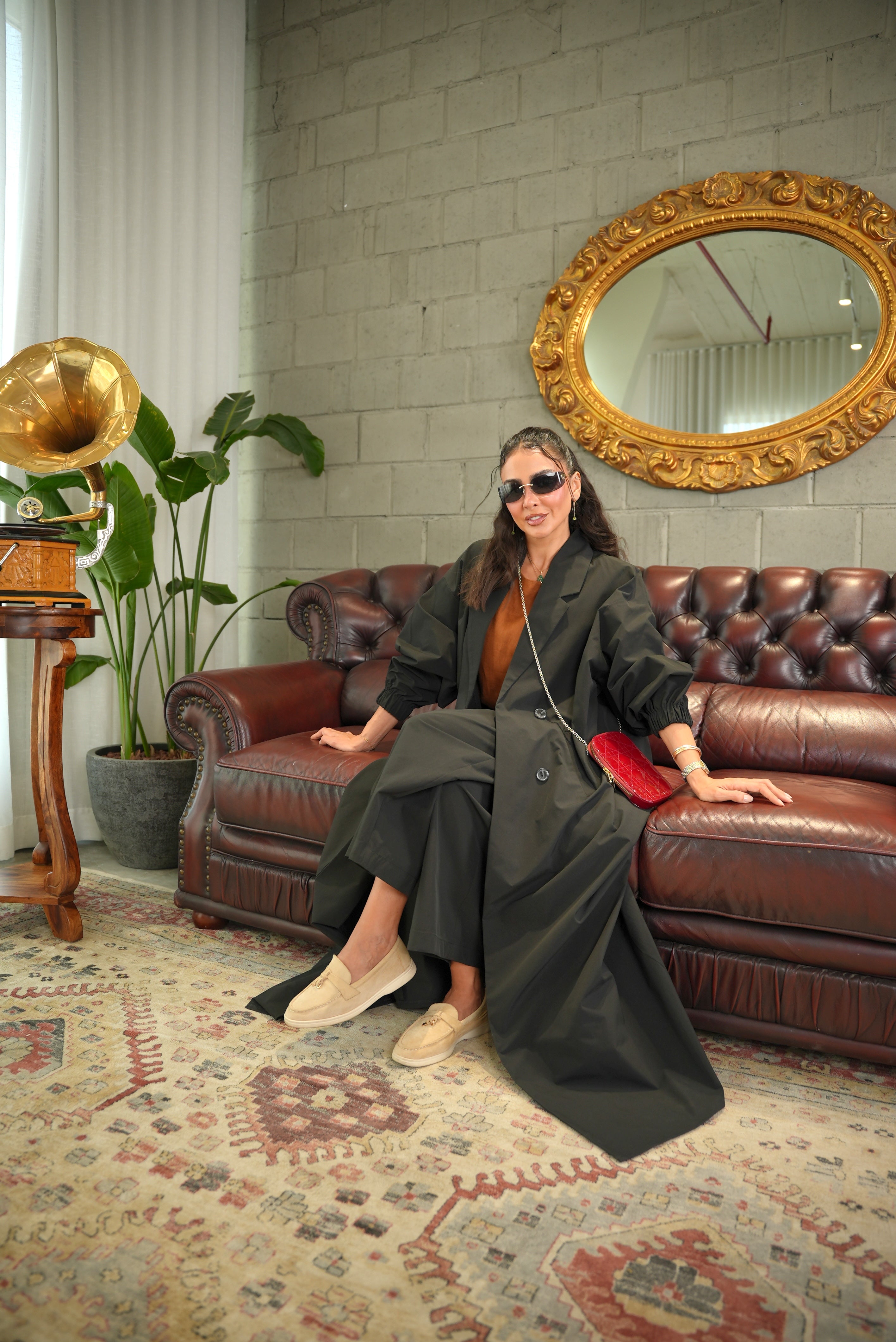 Black Trench Fabric Abaya-free size